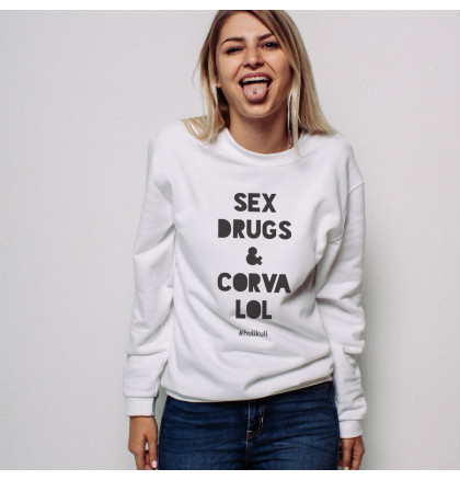 Свитшот унисекс "Sex, Drugs and Corvalol" белый, фото 3, цена 980 грн